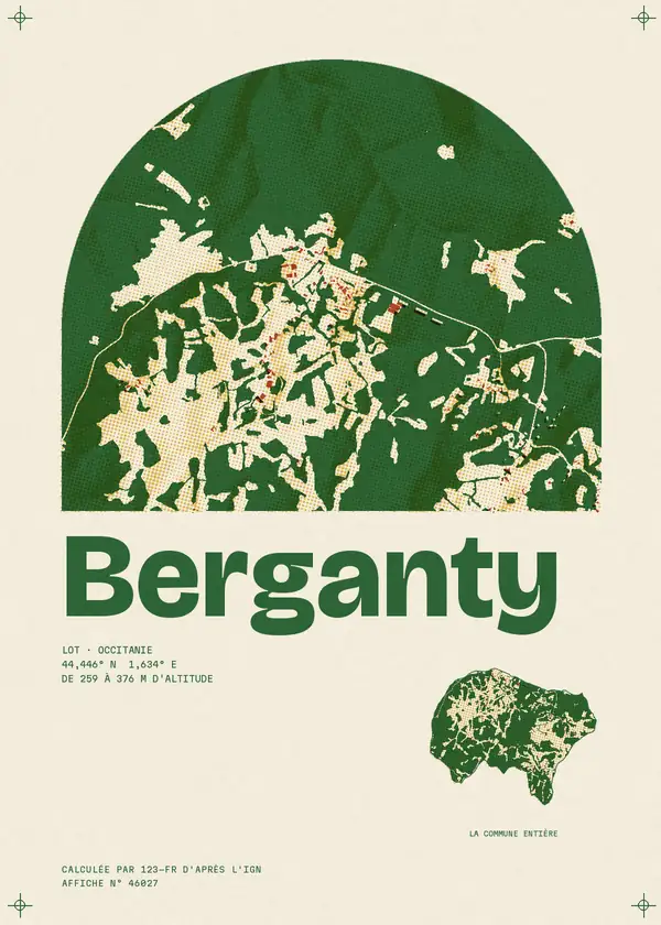 Affiche de Berganty, calculée par 123-fr d'après l'IGN