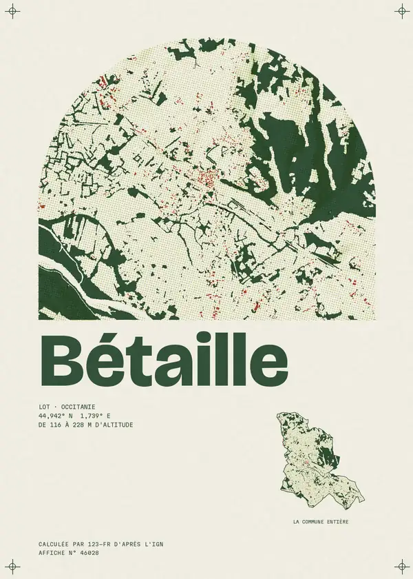 Affiche de Bétaille, calculée par 123-fr d'après l'IGN