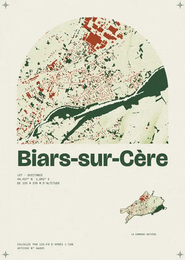 Affiche de Biars-sur-Cère, calculée par 123-fr d'après l'IGN