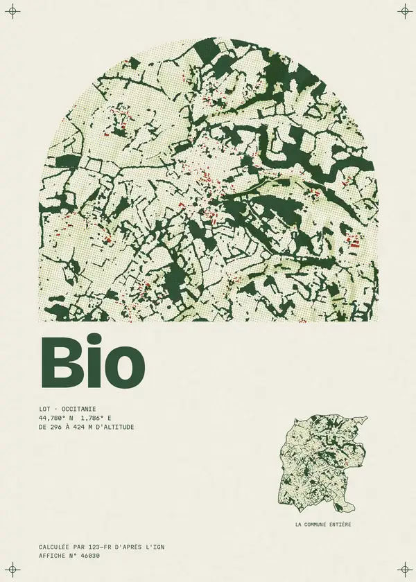 Affiche de Bio, calculée par 123-fr d'après l'IGN