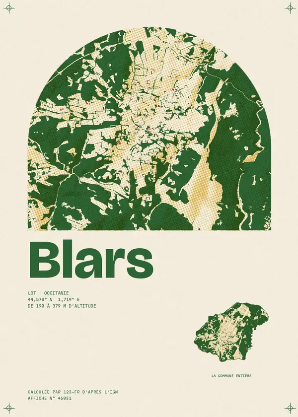 Affiche de Blars, calculée par 123-fr d'après l'IGN