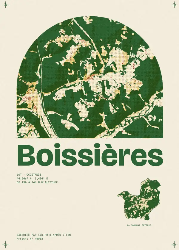 Affiche de Boissières, calculée par 123-fr d'après l'IGN