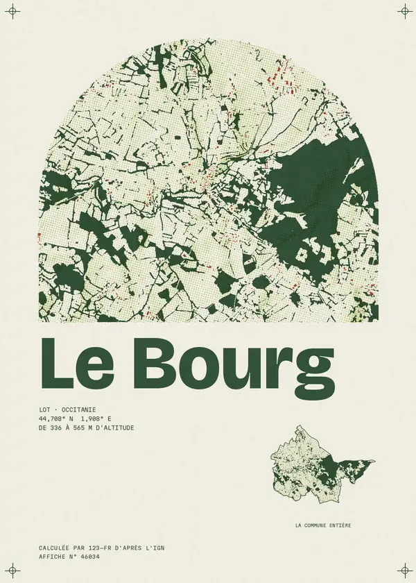 Affiche de Le Bourg, calculée par 123-fr d'après l'IGN