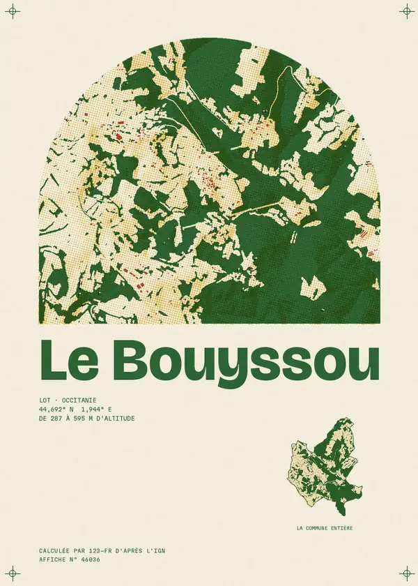 Affiche de Le Bouyssou, calculée par 123-fr d'après l'IGN