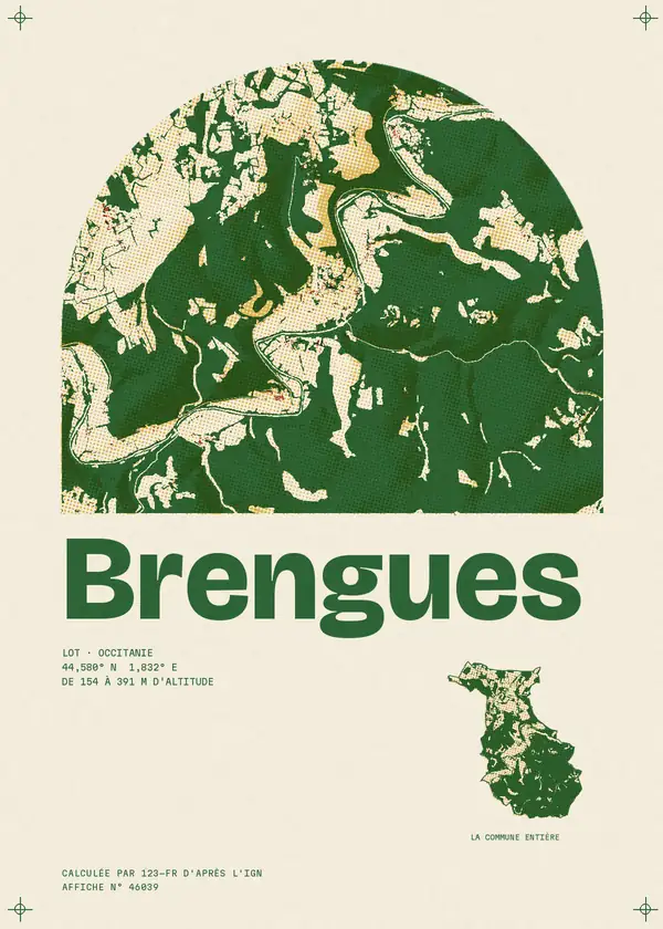 Affiche de Brengues, calculée par 123-fr d'après l'IGN