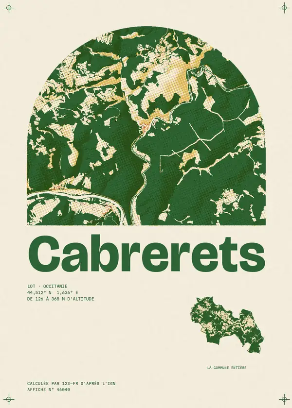 Affiche de Cabrerets, calculée par 123-fr d'après l'IGN