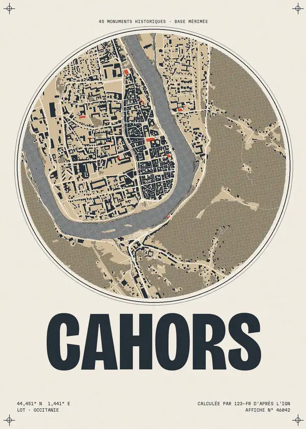 Affiche de Cahors, calculée par 123-fr d'après l'IGN