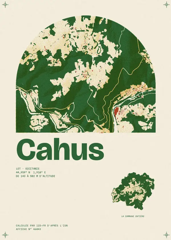 Affiche de Cahus, calculée par 123-fr d'après l'IGN