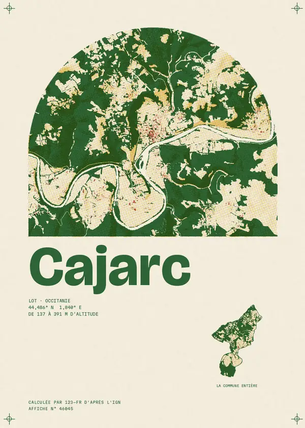 Affiche de Cajarc, calculée par 123-fr d'après l'IGN
