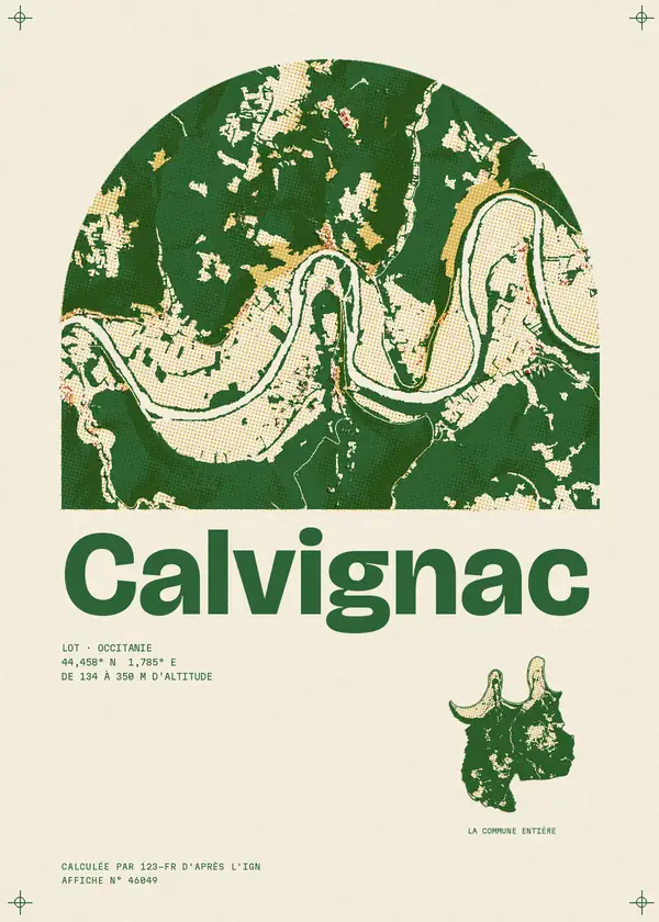 Affiche de Calvignac, calculée par 123-fr d'après l'IGN