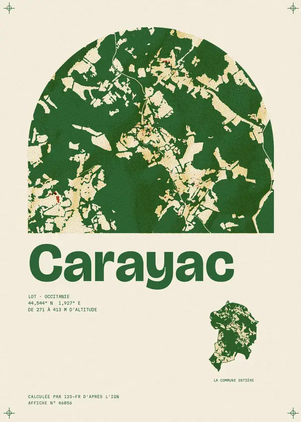 Affiche de Carayac, calculée par 123-fr d'après l'IGN