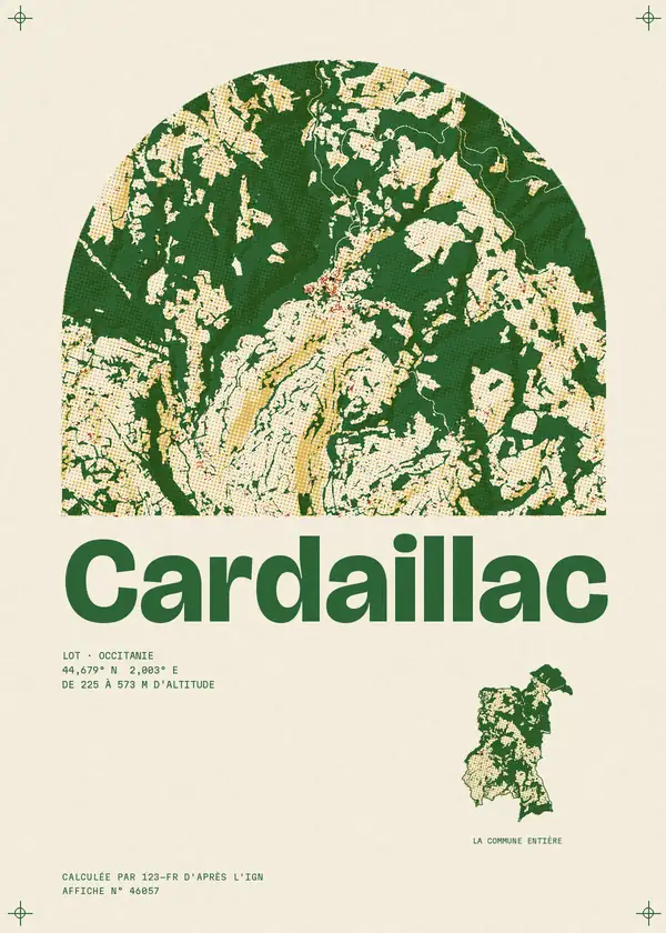 Affiche de Cardaillac, calculée par 123-fr d'après l'IGN