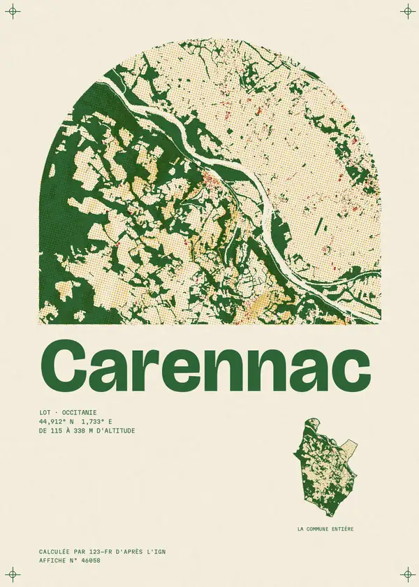 Affiche de Carennac, calculée par 123-fr d'après l'IGN