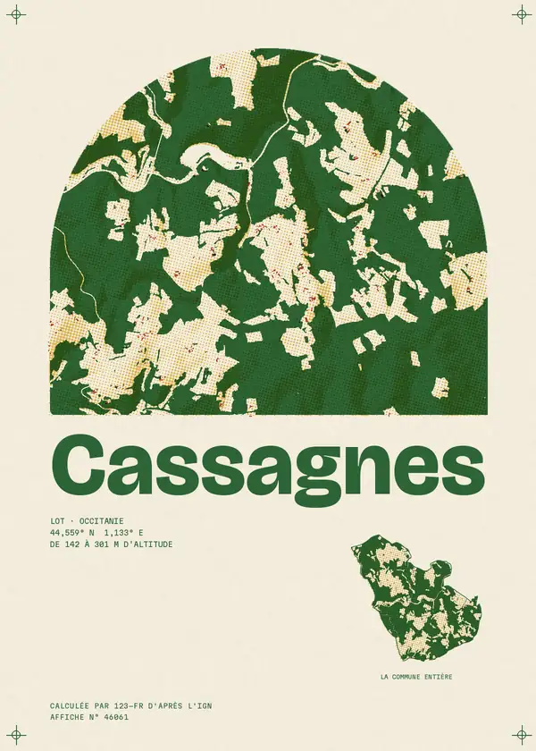 Affiche de Cassagnes, calculée par 123-fr d'après l'IGN