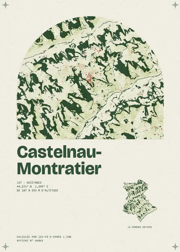 Affiche de Castelnau-Montratier, calculée par 123-fr d'après l'IGN