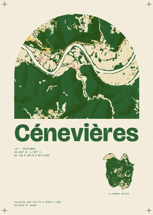 Affiche de Cénevières, calculée par 123-fr d'après l'IGN
