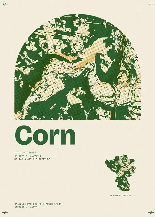Affiche de Corn, calculée par 123-fr d'après l'IGN