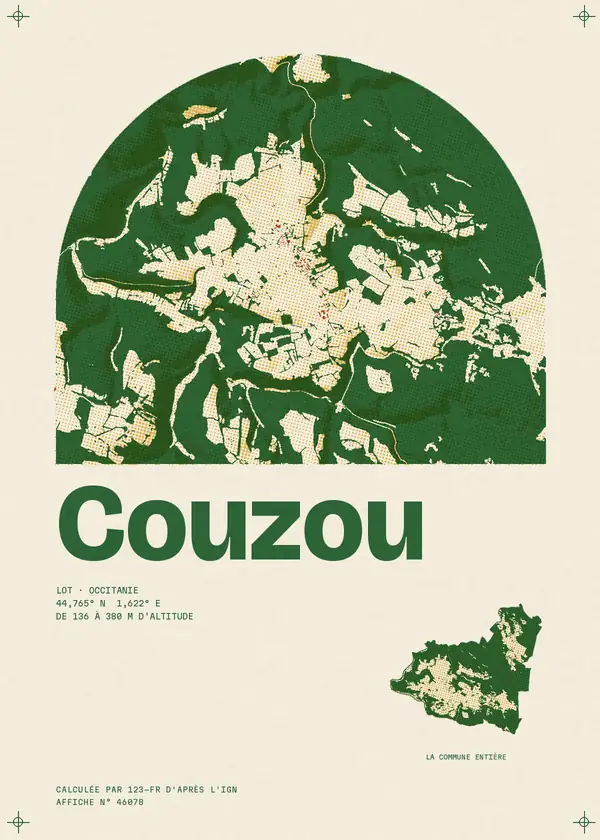 Affiche de Couzou, calculée par 123-fr d'après l'IGN