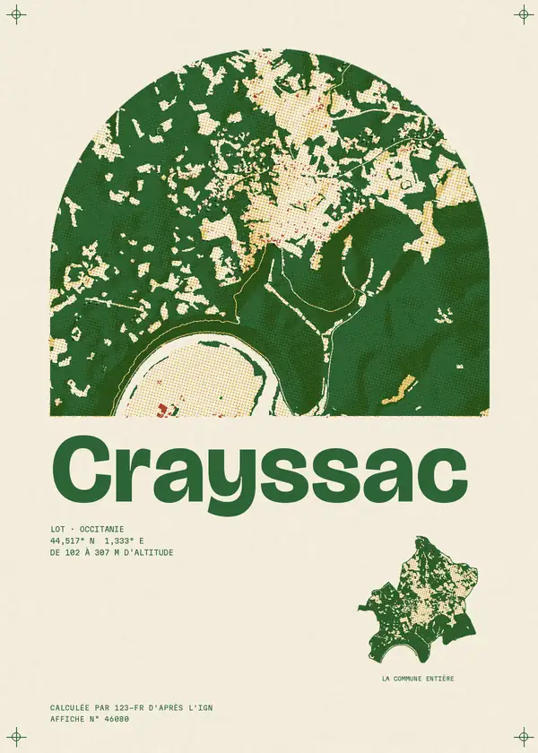Affiche de Crayssac, calculée par 123-fr d'après l'IGN
