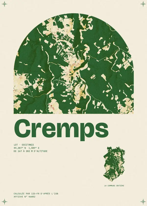 Affiche de Cremps, calculée par 123-fr d'après l'IGN