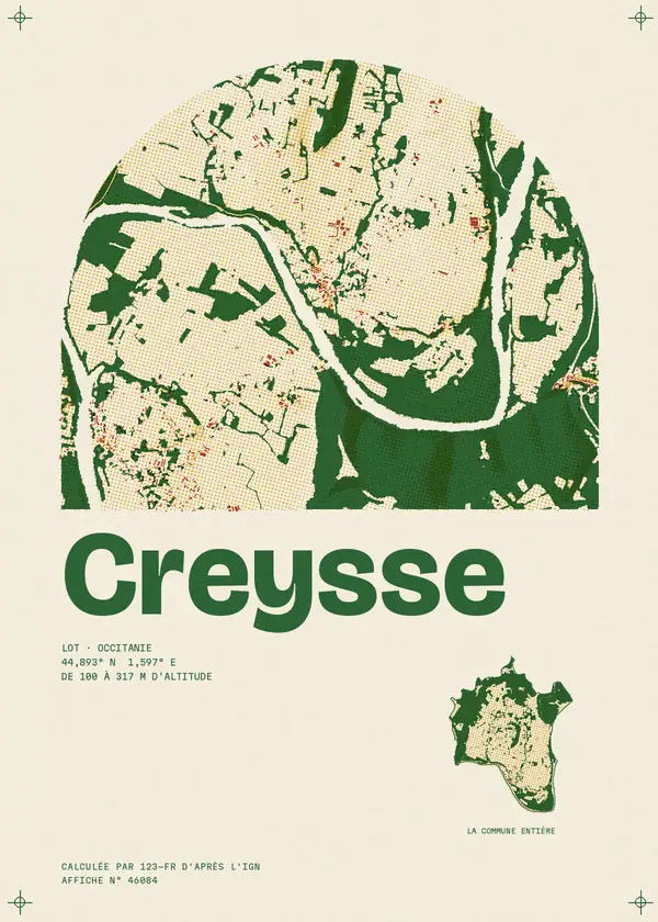 Affiche de Creysse, calculée par 123-fr d'après l'IGN