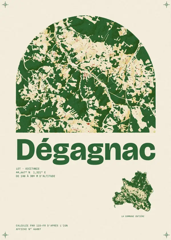Affiche de Dégagnac, calculée par 123-fr d'après l'IGN