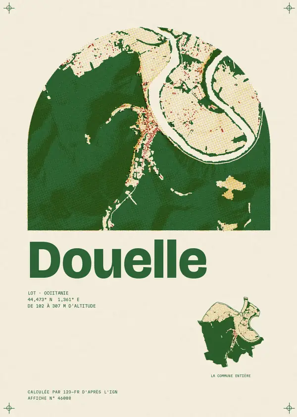 Affiche de Douelle, calculée par 123-fr d'après l'IGN