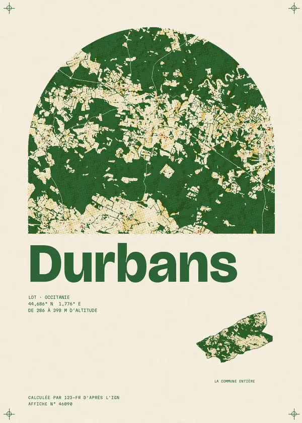 Affiche de Durbans, calculée par 123-fr d'après l'IGN