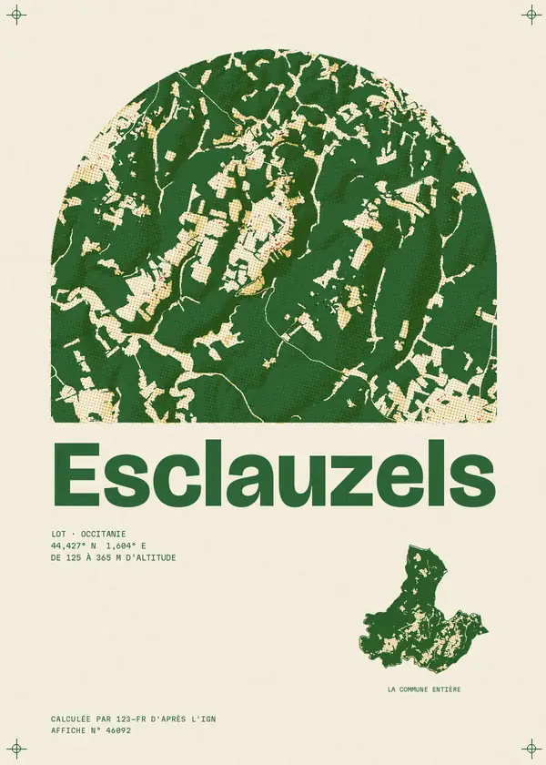 Affiche de Esclauzels, calculée par 123-fr d'après l'IGN