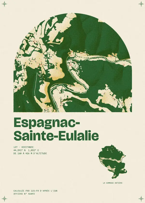 Affiche de Espagnac-Sainte-Eulalie, calculée par 123-fr d'après l'IGN