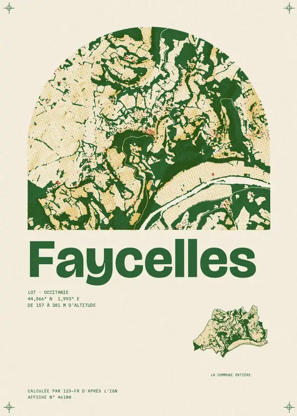 Affiche de Faycelles, calculée par 123-fr d'après l'IGN
