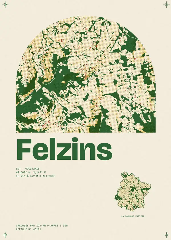 Affiche de Felzins, calculée par 123-fr d'après l'IGN