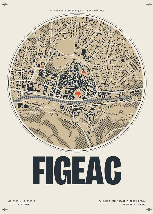 Affiche de Figeac, calculée par 123-fr d'après l'IGN
