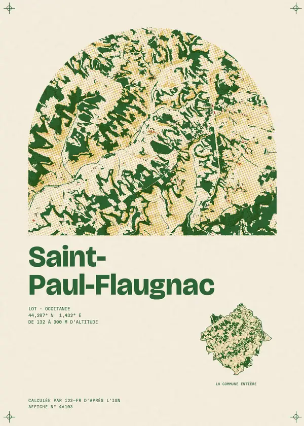 Affiche de Saint-Paul-Flaugnac, calculée par 123-fr d'après l'IGN