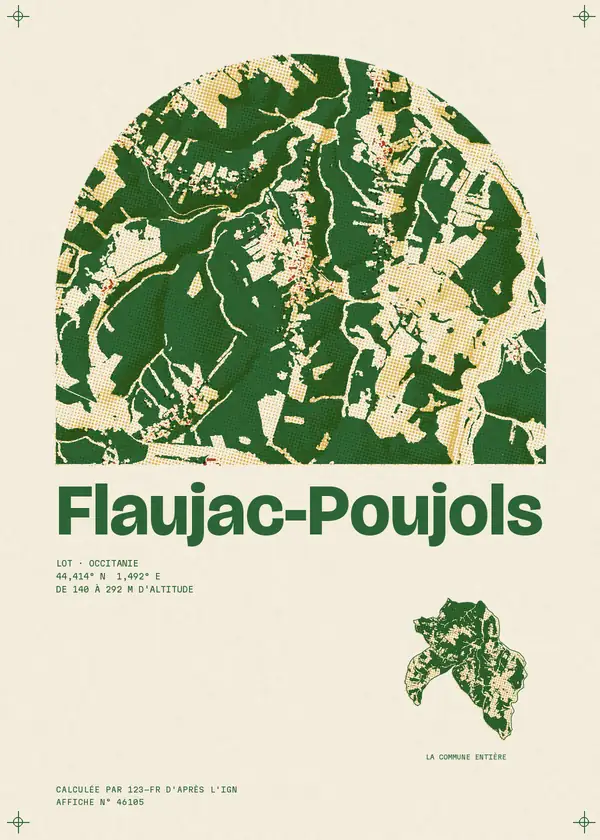 Affiche de Flaujac-Poujols, calculée par 123-fr d'après l'IGN