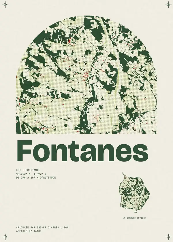 Affiche de Fontanes, calculée par 123-fr d'après l'IGN