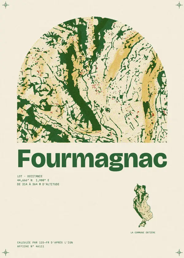 Affiche de Fourmagnac, calculée par 123-fr d'après l'IGN