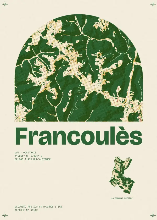 Affiche de Francoulès, calculée par 123-fr d'après l'IGN