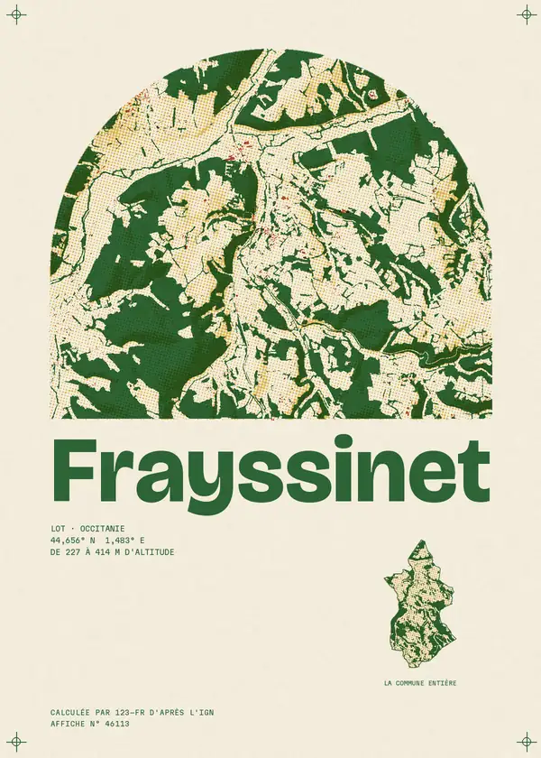 Affiche de Frayssinet, calculée par 123-fr d'après l'IGN