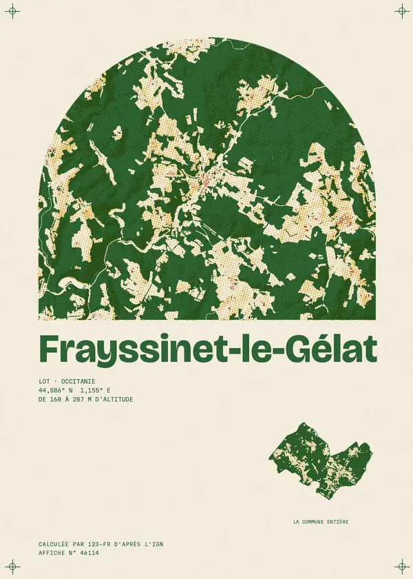 Affiche de Frayssinet-le-Gélat, calculée par 123-fr d'après l'IGN