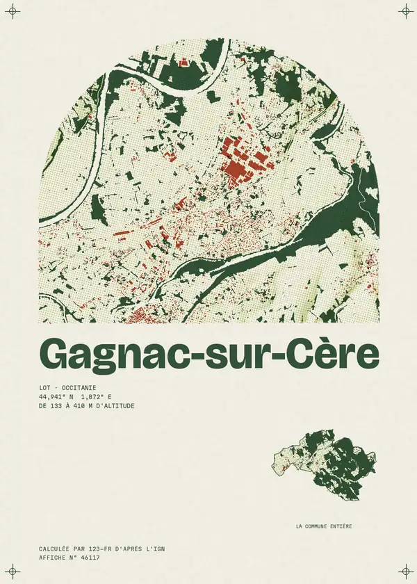 Affiche de Gagnac-sur-Cère, calculée par 123-fr d'après l'IGN