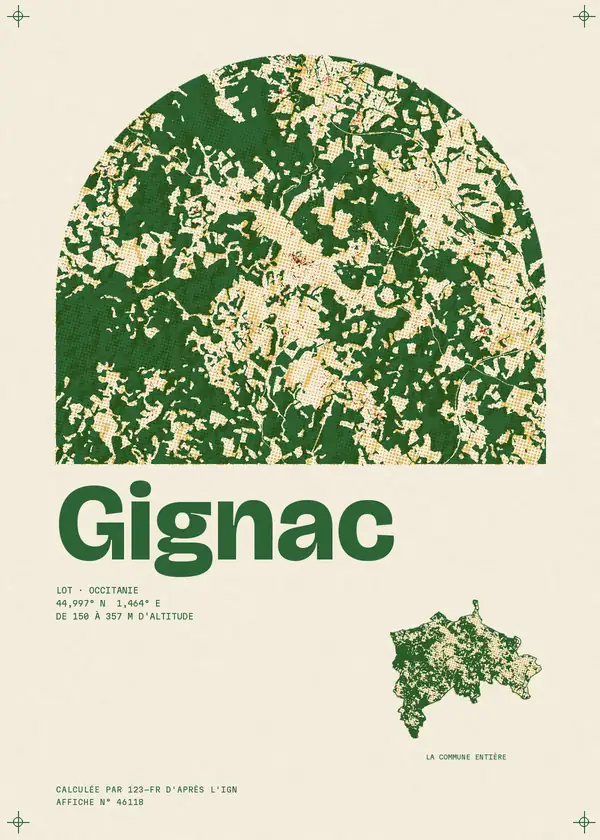 Affiche de Gignac, calculée par 123-fr d'après l'IGN