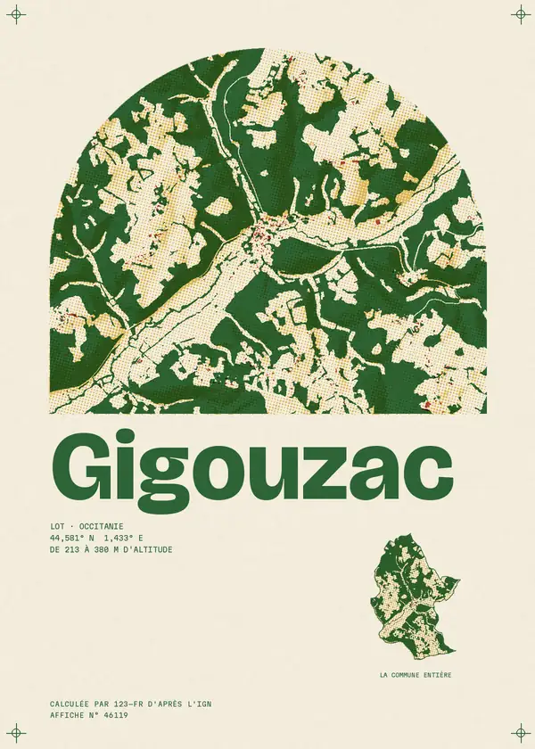 Affiche de Gigouzac, calculée par 123-fr d'après l'IGN