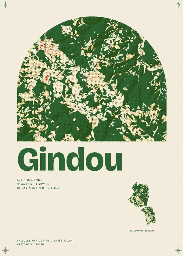 Affiche de Gindou, calculée par 123-fr d'après l'IGN