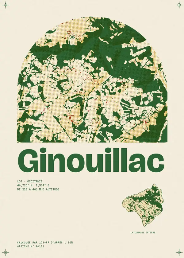 Affiche de Ginouillac, calculée par 123-fr d'après l'IGN