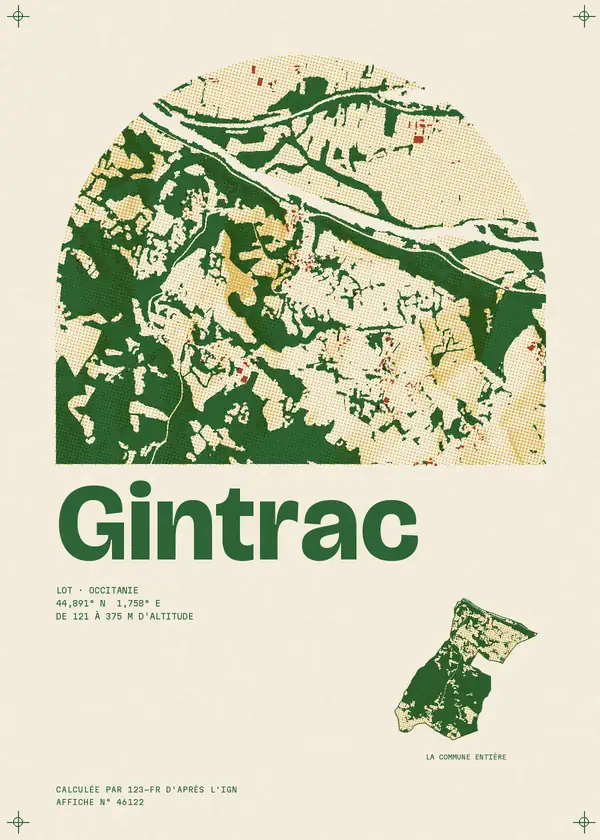 Affiche de Gintrac, calculée par 123-fr d'après l'IGN