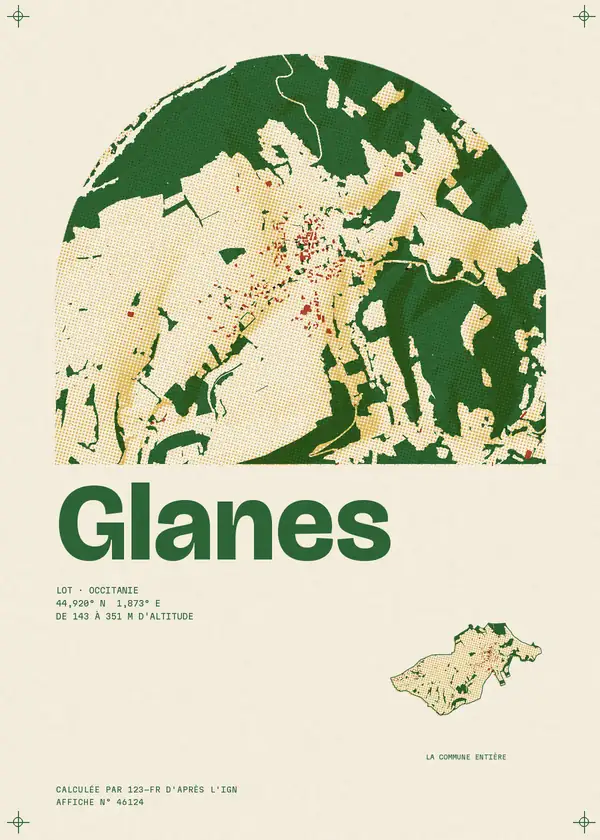 Affiche de Glanes, calculée par 123-fr d'après l'IGN