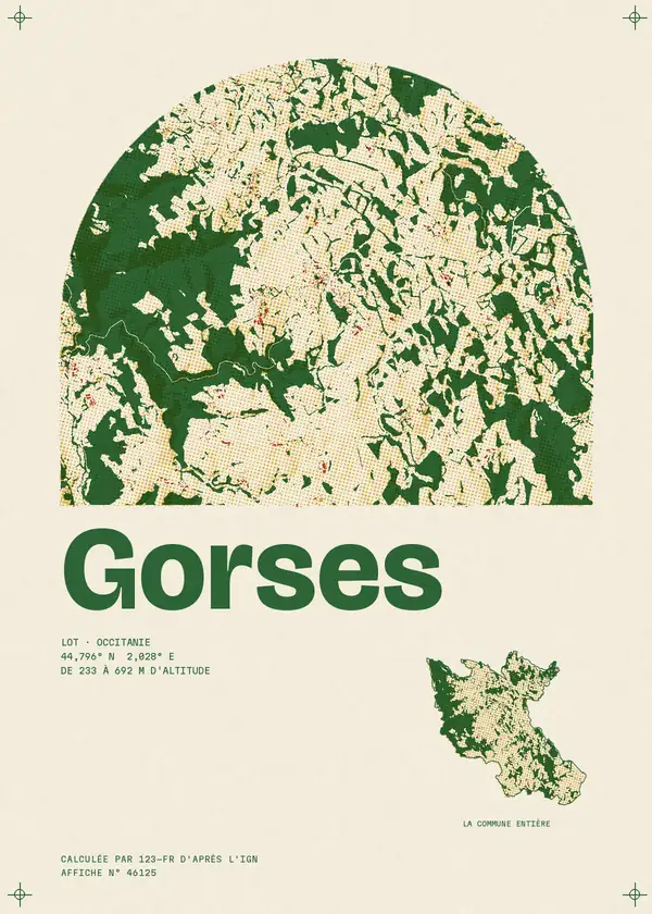 Affiche de Gorses, calculée par 123-fr d'après l'IGN