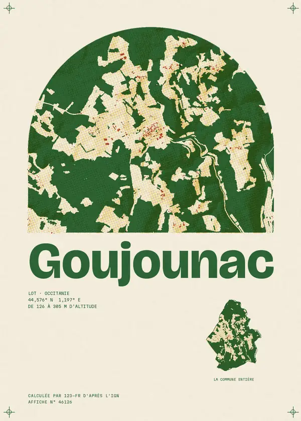 Affiche de Goujounac, calculée par 123-fr d'après l'IGN
