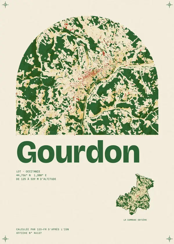 Affiche de Gourdon, calculée par 123-fr d'après l'IGN